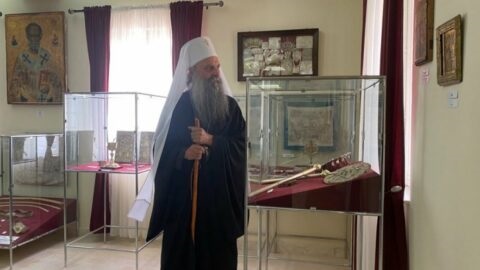Патријарх Порфирије у манастиру Савина