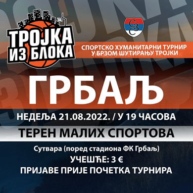 Најава: Хуманитарни турнир „Тројка из блока“ у Грбљу