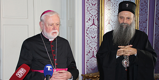 Патријарх Порфирије примио у званичну посету кардинала Пола Галагера