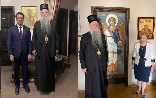 Изабрани Митрополит Јоаникије са амбасадором Руске Федерације и амбасадорком Бугарске
